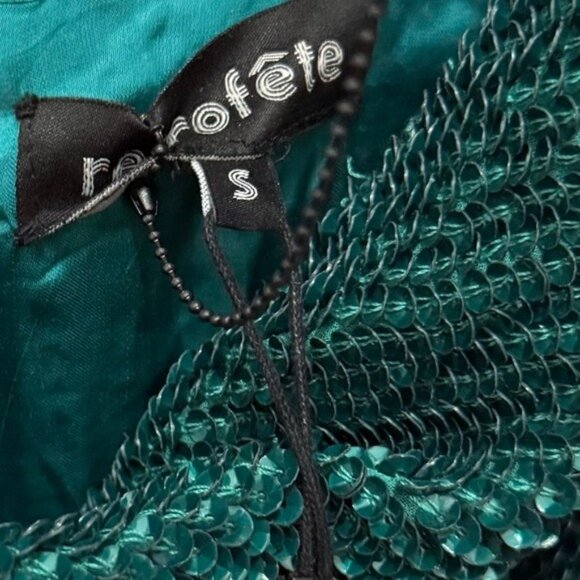 Retrofete Katya Dress Green Sz Small Sequins Gown Cowl Neckline High Slit $795 - Picture 6 of 12